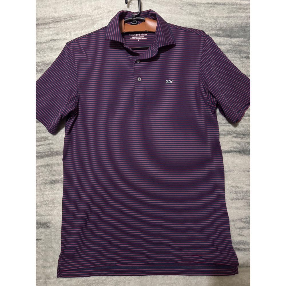 Vineyard Vines Performance Polo Shirt Mens Small Navy Blue Red Striped 1G000031